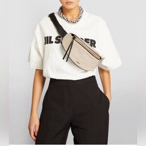 Jil Sander linen crossbody bag with leather strap (no longer has tag)